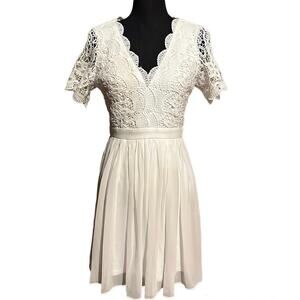 Lulus Angel is Disguise White Lace Dress Women's S Small